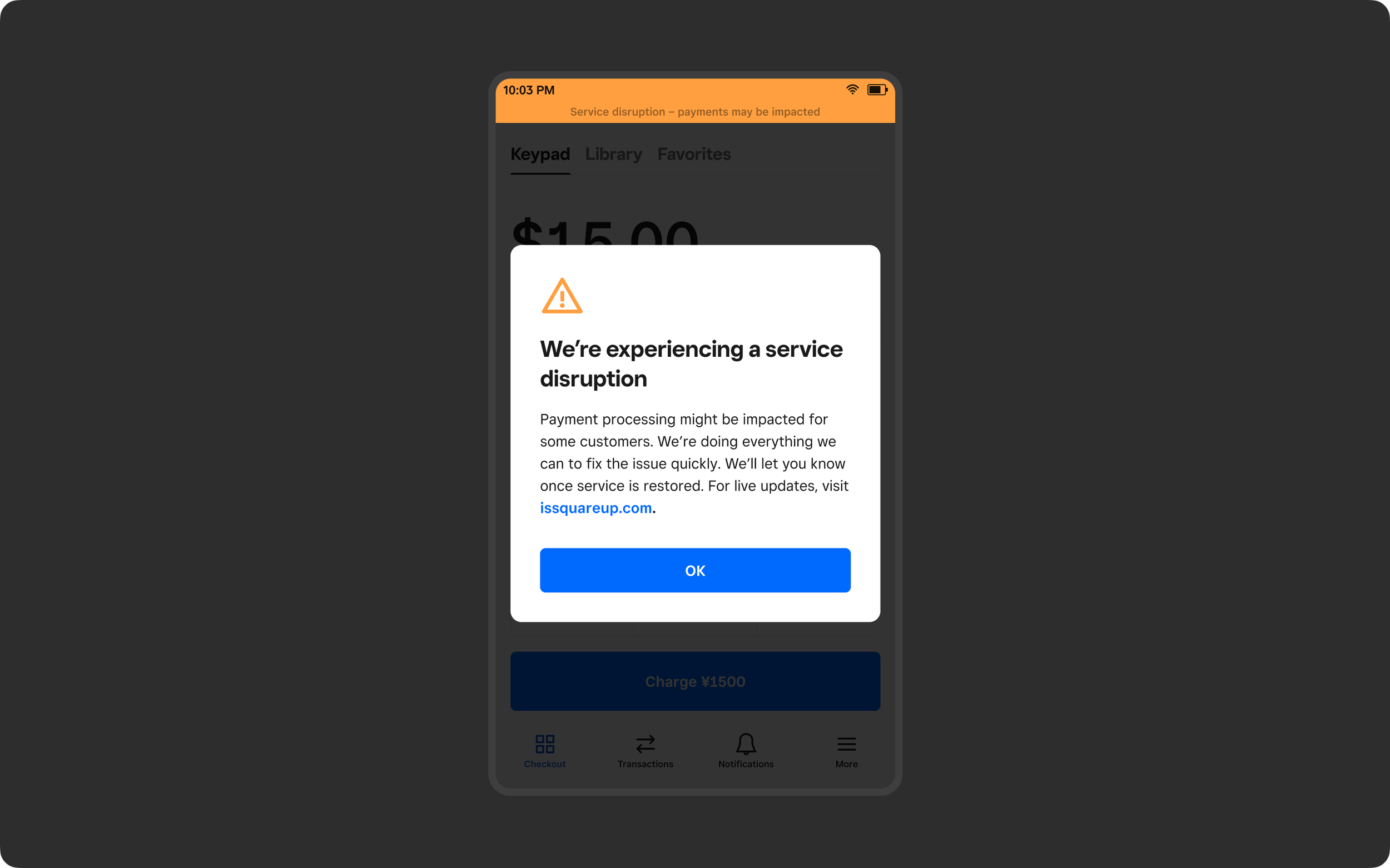 Outage Mode - payment disruption experience